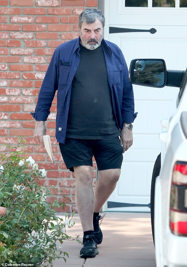 The actor was photographed looking heavier than usual while leaving a friend's house in Thousand Oaks on Tuesday.