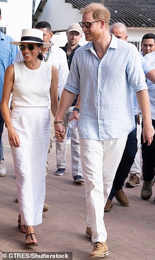 While visiting Colombia in mid-August this year, Meghan was photographed wearing two pairs of open-toe flats, including this T-style pair.