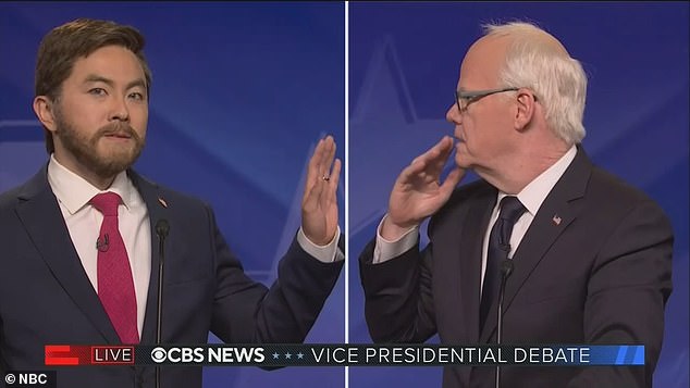 The skit poked fun at how reverential JD Vance, played by Bowen Yang, and Walz, played by Jim Gaffigan, were during Tuesday night's debate.