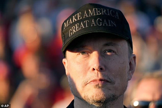 Musk donned a black MAGA hat, in contrast to his usual red one, and joked: 