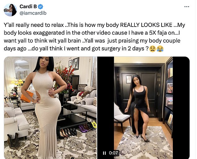 1728248973 299 Cardi B denies plastic surgery rumors one month after welcoming