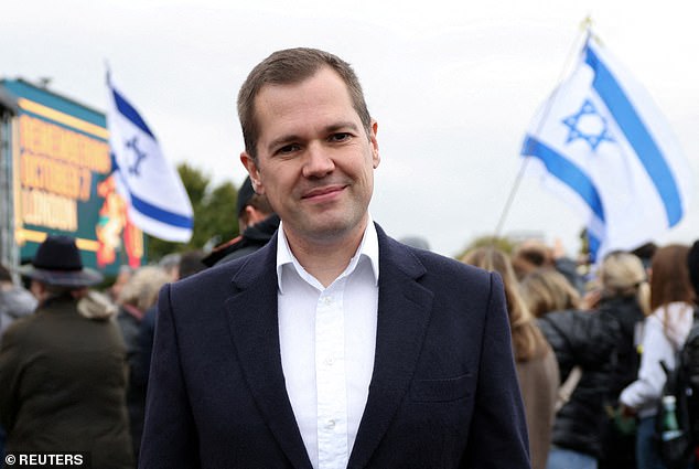 Conservative MP and leadership candidate Robert Jenrick attends a community memorial event dedicated to the memory of the victims of the October 7 attack.