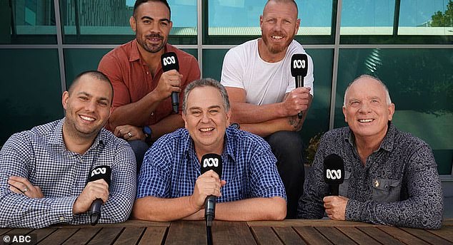 Gibbs (pictured below right with his fellow ABC football commentators) stopped working with Hadley more than 20 years ago when the pair fell out.