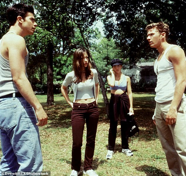 I Know What You Did Last Summer was a hit with viewers, grossing $125.3 million at the worldwide box office against a budget of $17 million; Pictured are star Prinze Jr., Hewitt, Gellar and Phillippe in the original.