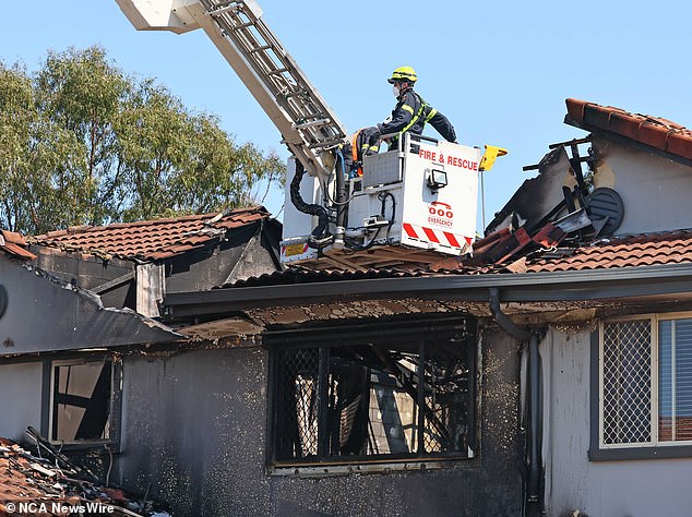 It is understood that Raven's nanny, a woman in her 30s, remains missing while investigations into the cause of the fire (pictured) are carried out.