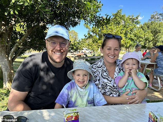 Cathy with her husband Glenn, son George, five, and daughter