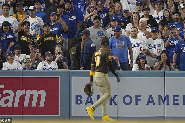 The San Diego Padres star could be seen berating fans during the game against the Dodgers