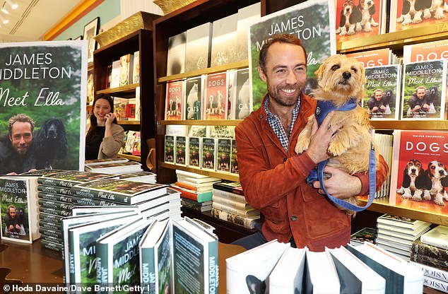 Kate Middleton's brother, 37, visited Taschen bookstore in London to sign copies of her book, Meet Ella: The Dog Who Saved My Life, and meet visiting pups.