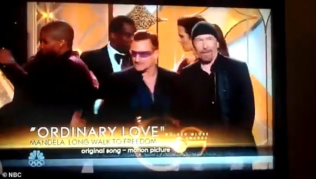 In the resurfaced clip, Combs was on stage to present the Best Original Song Award at the 2014 awards ceremony. The win went to Bono and his U2 bandmates for their song Ordinary Love which they wrote for the epic film 2013 Mandela: Long Walk to Freedom.