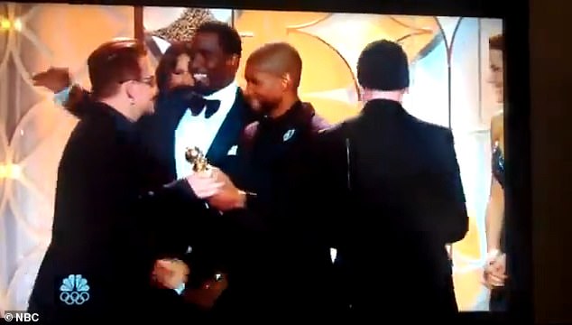 When they took the stage to accept their award, U2 guitarist The Edge, 63, seemed happy to hug Combs. The disgraced rapper then turned to hug Bono and appeared to lean in to kiss him on the cheek. At the last moment, the rock star seemingly walked away and turned to go to the microphone and give his acceptance speech.