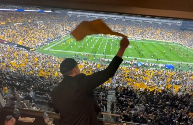 Musk then appeared at the Steelers-Cowboys game from a luxury suite on Sunday night.