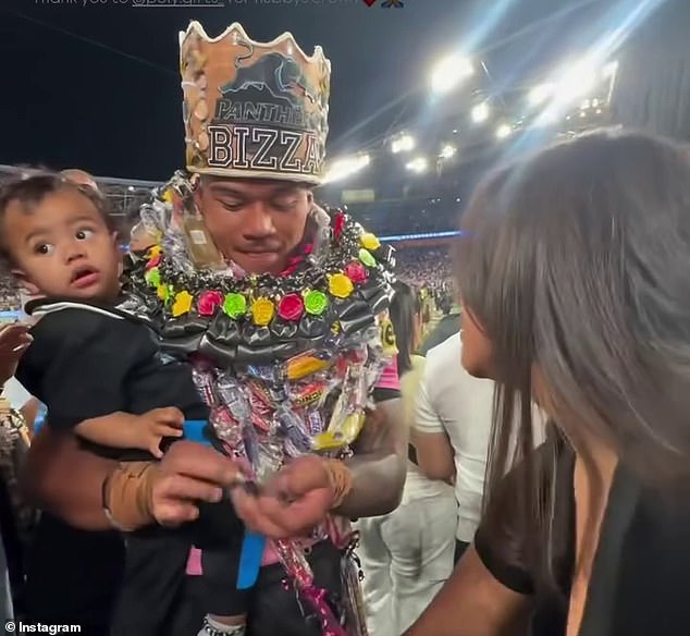 Brian To'o received a crown from his wife after exciting NRL final