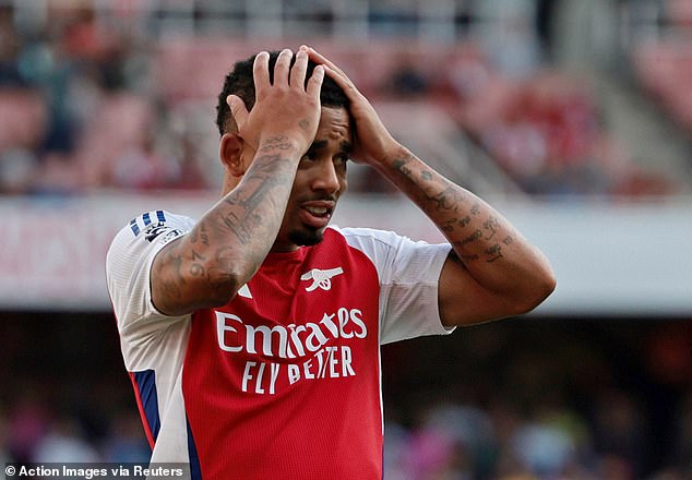 Brazilian striker Gabriel Jesús started for Arsenal but was substituted in the 60th minute.