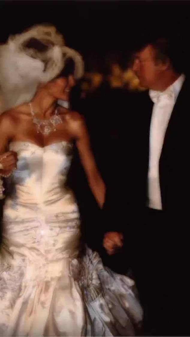 The video emerged just days after Melania revealed that she was pro-choice, a stark contrast to the views of her husband Donald (pictured left on the couple's wedding day).