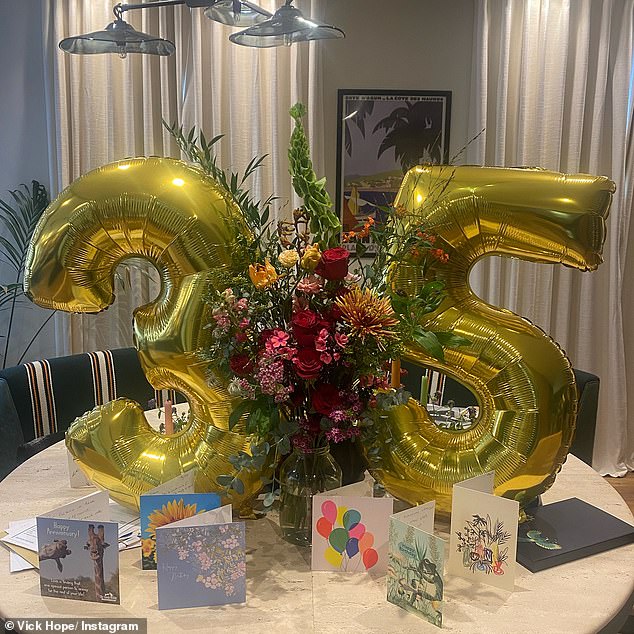 Vick celebrated her 35th birthday with loved ones, and the star received balloons, flowers and cards.