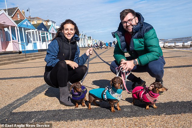 The air was filled with excited barking on Sunday as the charming canines took over the seaside town of Southwold, Suffolk.