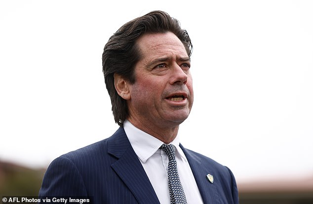 Former AFL boss Gillon McLachlan was also reportedly mingling with business figures and politicians in the prestigious stadium suite.