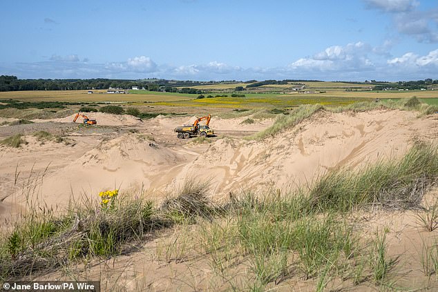 Trump International Golf Links had been involved in a long-running dispute with area residents over the project (pictured under construction in August 2024), while Aberdeenshire Council was bombarded with complaints from locals opposing the plans.