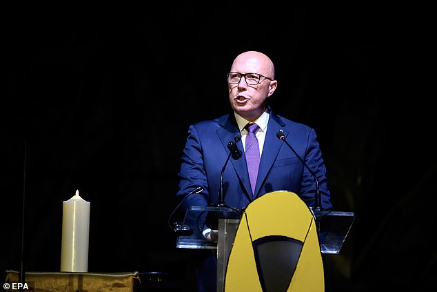 Peter Dutton addressed a crowd of 12,000 at a commemoration organized by the New South Wales Zionist Council and the New South Wales Jewish Board of Deputies.