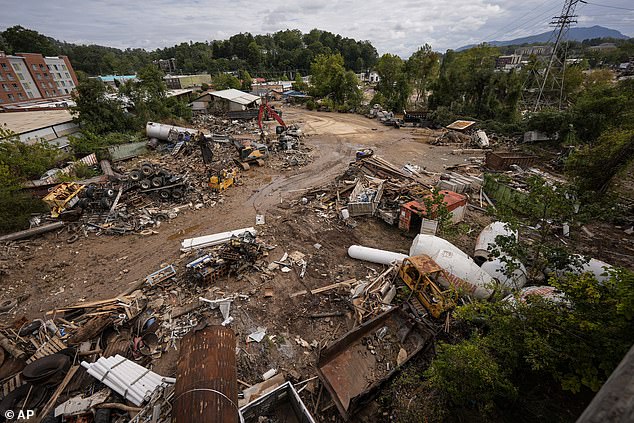 Debris seen after Hurricane Helene in Ashville, North Carolina