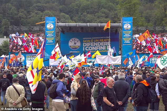 Although only half of the planned 25,000 attendees traveled to Pontida, organizers' spirits remained high in a year that has seen record results for far-right parties across Europe.