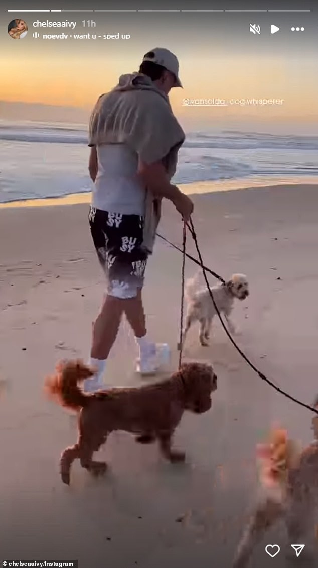 She also posted a video of her boyfriend Iván Soldo walking dogs on the beach.