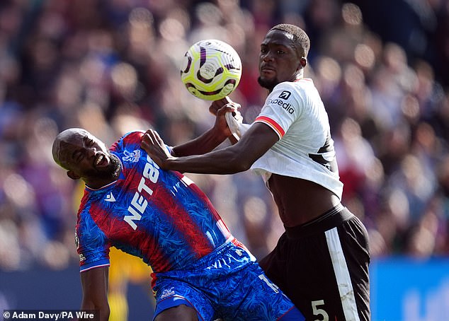 Ibrahima Konate (right) was the hidden identity when he joined France after playing for Liverpool against Crystal Palace on Saturday.