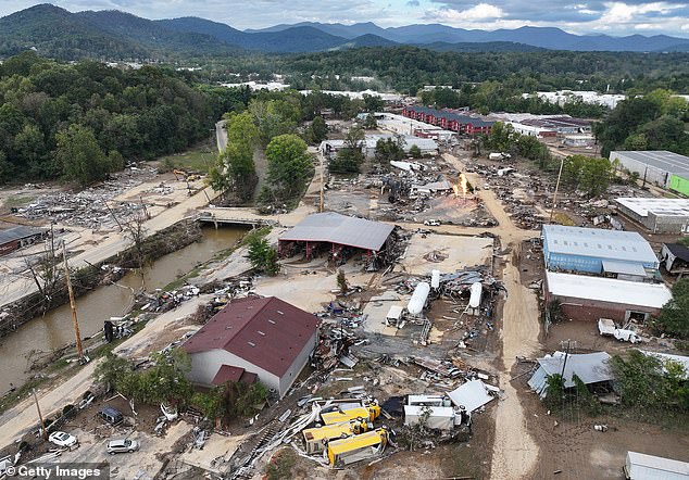 Flooding near Asheville, North Carolina. More than 100 people in the state died due to the storm