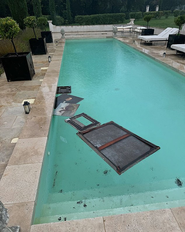 Vandals also took artwork and smashed it into Kraft's pool.