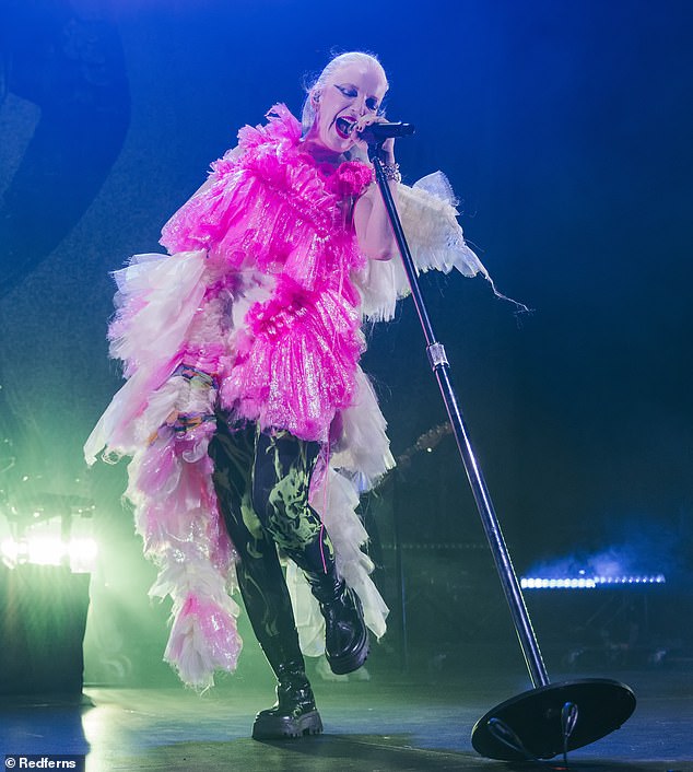 Feminist icon and super cool vocalist Shirley still performs with the iconic '90s band (pictured on stage in July)