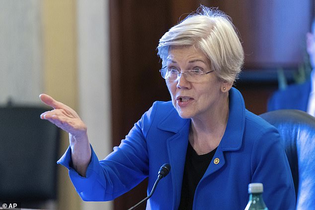 The report comes as two Democratic lawmakers accused Coca Cola, PepsiCo and General Mills of profiting from consumers by reducing inflation (pictured: Senator Elizabeth Warren).