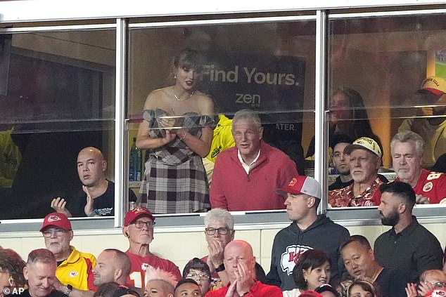 Swift was in the stands to cheer on Travis Kelce and the Chiefs at Monday night's NFL game.