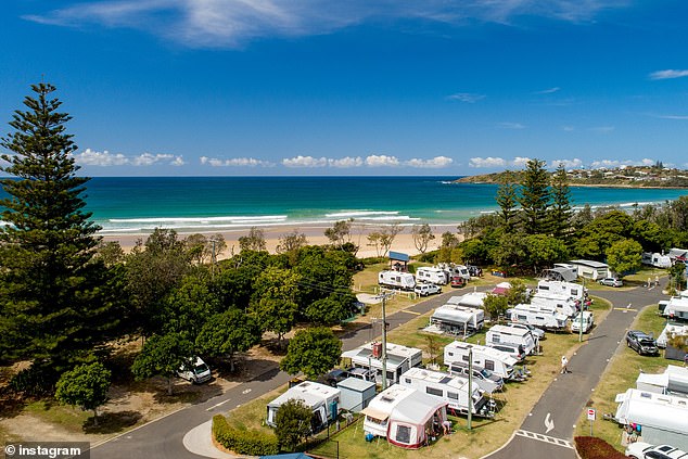 Police were called to Big 4 Park Beach Holiday Park (pictured), Coffs Harbour, at around 5.25pm ​​that night and discovered Christine Mills with facial injuries.