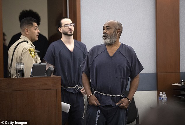 Former Los Angeles gang leader Duane 'Keefe D' Davis is accused of masterminding the shooting of Tupac. Davis is shown arriving at Clark County District Court on November 7, 2023.