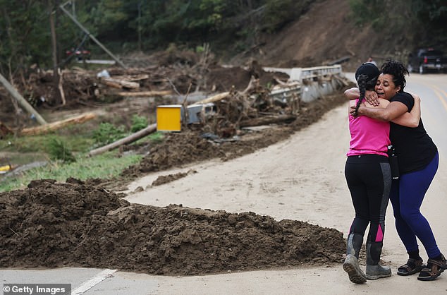 It comes as FEMA has faced growing backlash in the weeks since Hurricane Helene swept through the Southeast (pictured in North Carolina) amid accusations that the agency 