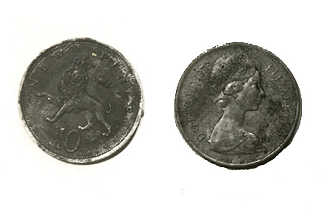 The girl was found with a 10p coin on her.