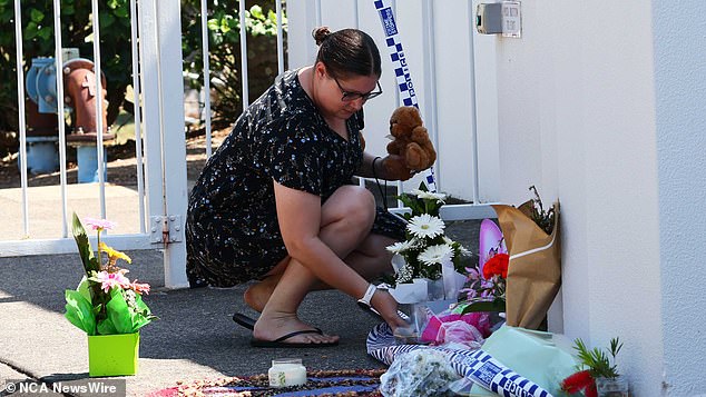 Letters and flowers have been left at the site in tribute to eight-year-old Raven (pictured)