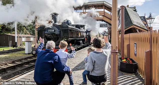 Lisa and her family hop on the Severn Valley Railway (above) and visit the roundhouse.