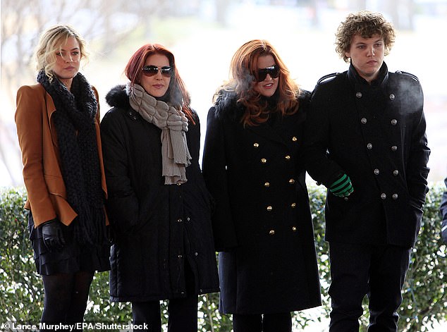 Riley Keough, Priscilla Presley Lisa Marie and Benjamin Keough photographed for celebrations of what would have been Elvis' 75th birthday, near Graceland, on January 8, 2010.