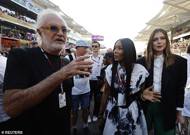 The former F1 boss has dated several famous women and was previously engaged to supermodel Naomi Campbell, centre.