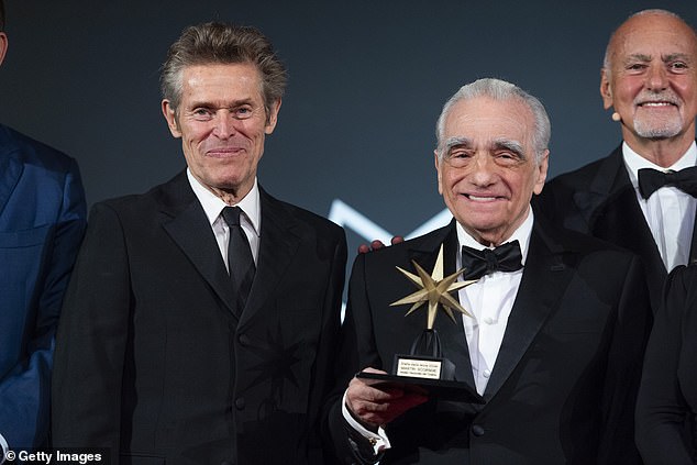 His friend Willem Dafoe was present to honor him.