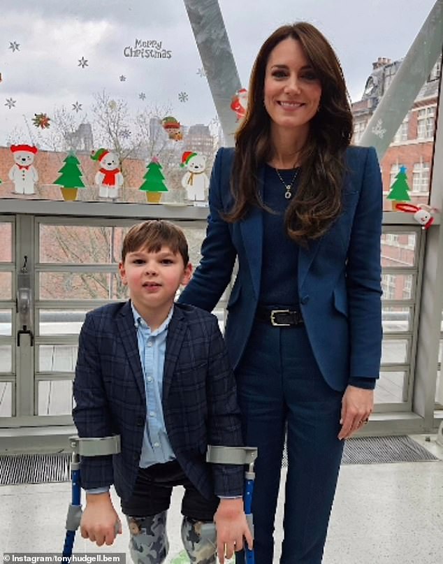 Pictured: The Princess of Wales with Tony Hudgell during a visit to officially open the Evelina London Children's Day Surgery Unit at Guy's and St Thomas' Hospital, London in December 2023.