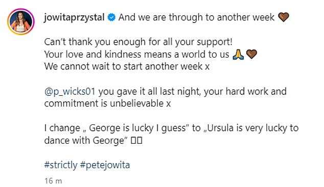 On her Instagram, Jowita described the TOWIE star as 