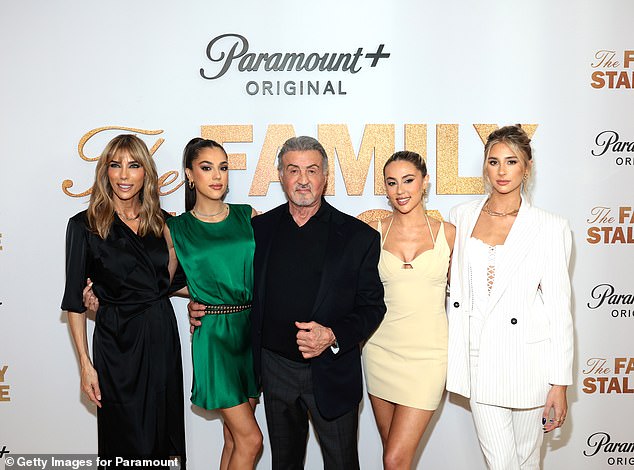 Sistine, 26, is the middle daughter of Rocky icon Stallone, 78, and his wife Jennifer Flavin; pictured together in 2023 with sisters Sophia, 28, and Scarlet, 22.