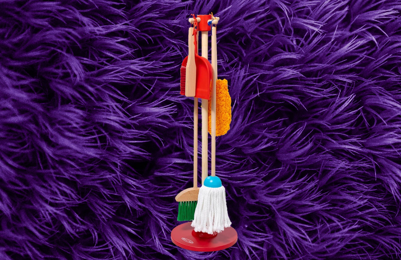 Toy cleaning set with mop, broom, dustpan and more.