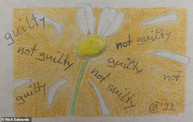 Brueckner's four-page letter ends with a drawing of a daisy (pictured) with its petals torn off and the words 