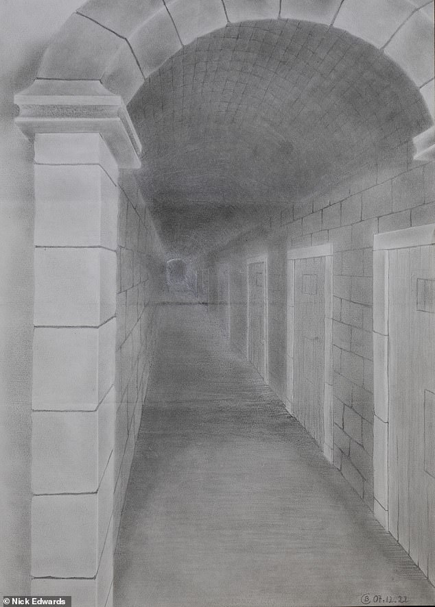 In one of his letters from prison in Germany, where he is serving time for raping an elderly woman, Brueckner draws in pencil the long, dark hallway of a prison wing. Perhaps the isolation ward where he is being held in the Oldenburg prison.