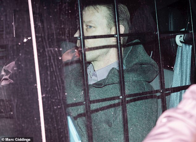 Christian Brueckner was photographed pulling up in a prison van outside the courtroom in Brunswick, Lower Saxony, at the start of his trial.