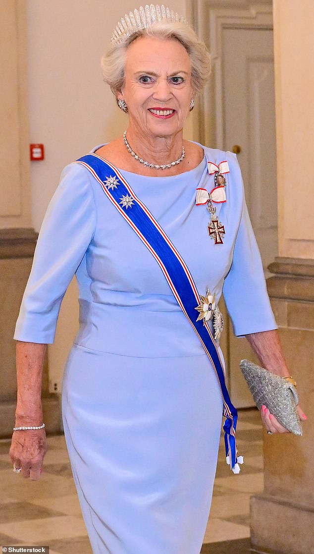 The royal looked elegant in a long dress in a beautiful shade of lavender blue. She paired it with a sparkly tiara.