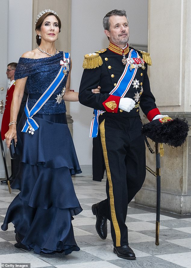 Tómasdóttir's trip to Denmark marks the first state visit by King Frederick (pictured, right) since he ascended the throne in January this year, following the historic abdication of his mother, Queen Margaret II (Queen Maria appears in the photo on the left).